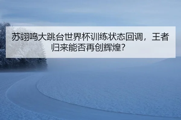 苏翊鸣大跳台世界杯训练状态回调，王者归来能否再创辉煌？